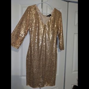 Lulu's Rose Gold Sequins Dress